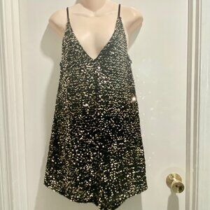 ASOS Sequin Quiet Luxury Bohemian Fairy Y2K Christmas Wedding Gold Slip Dress 6